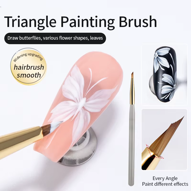 Pinceau de peinture triangulaire pour ongles, 1 pièce, pinceaux pour Nail Art, lignes françaises, ra
