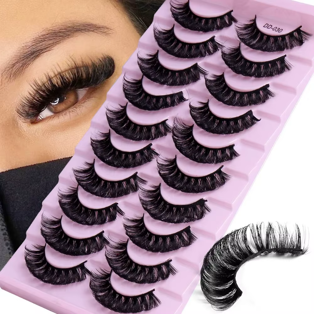 10 paires de cils à bande russe DD Curl cils 3D cils réutilisables moelleux faux cils Extensions rus
