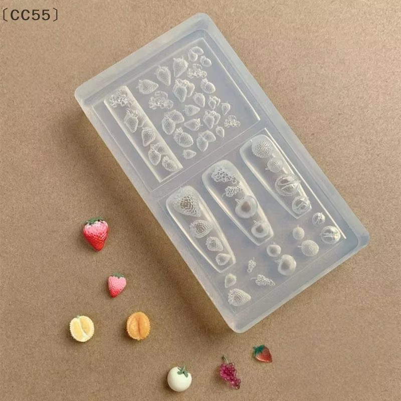 、1CC55 Raga3D Moule à ongles en silicone pour fruits Pétales de fleurs douces Modèles d'ongles féeri