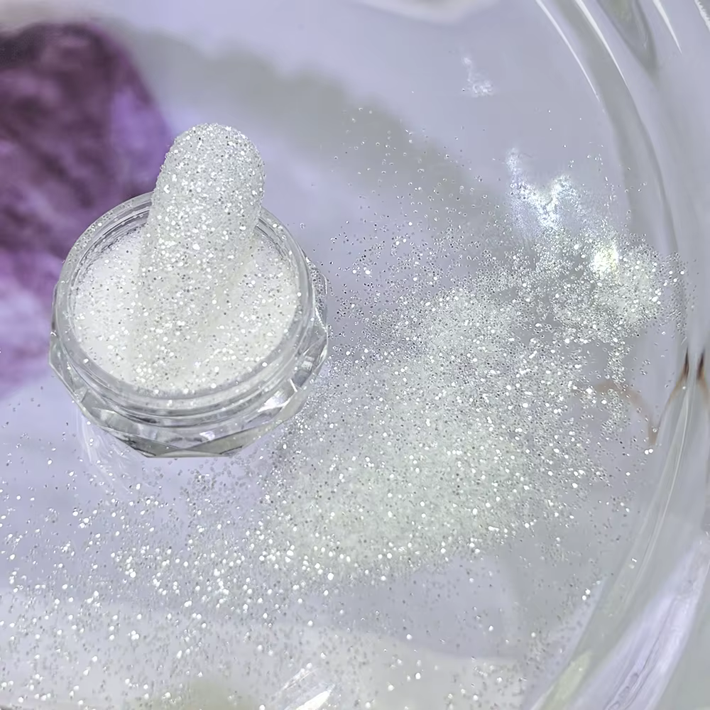 Poudre à paillettes pour ongles, 1 pot, cristal scintillant, diamant, argent, sucre réfléchissant au