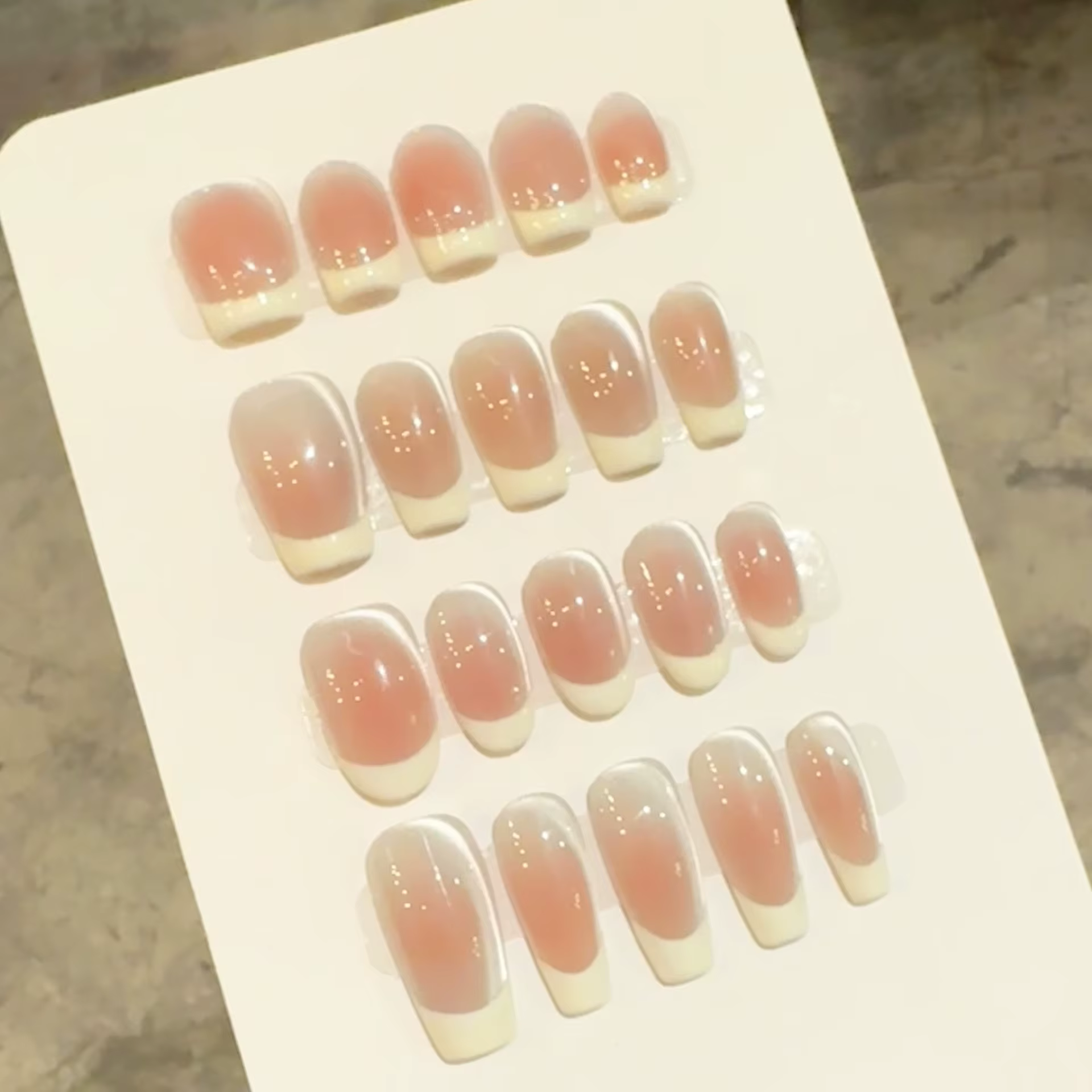 10 pièces à la main français oeil de chat presse sur les ongles Ins Simple nu rose doux fille faux o
