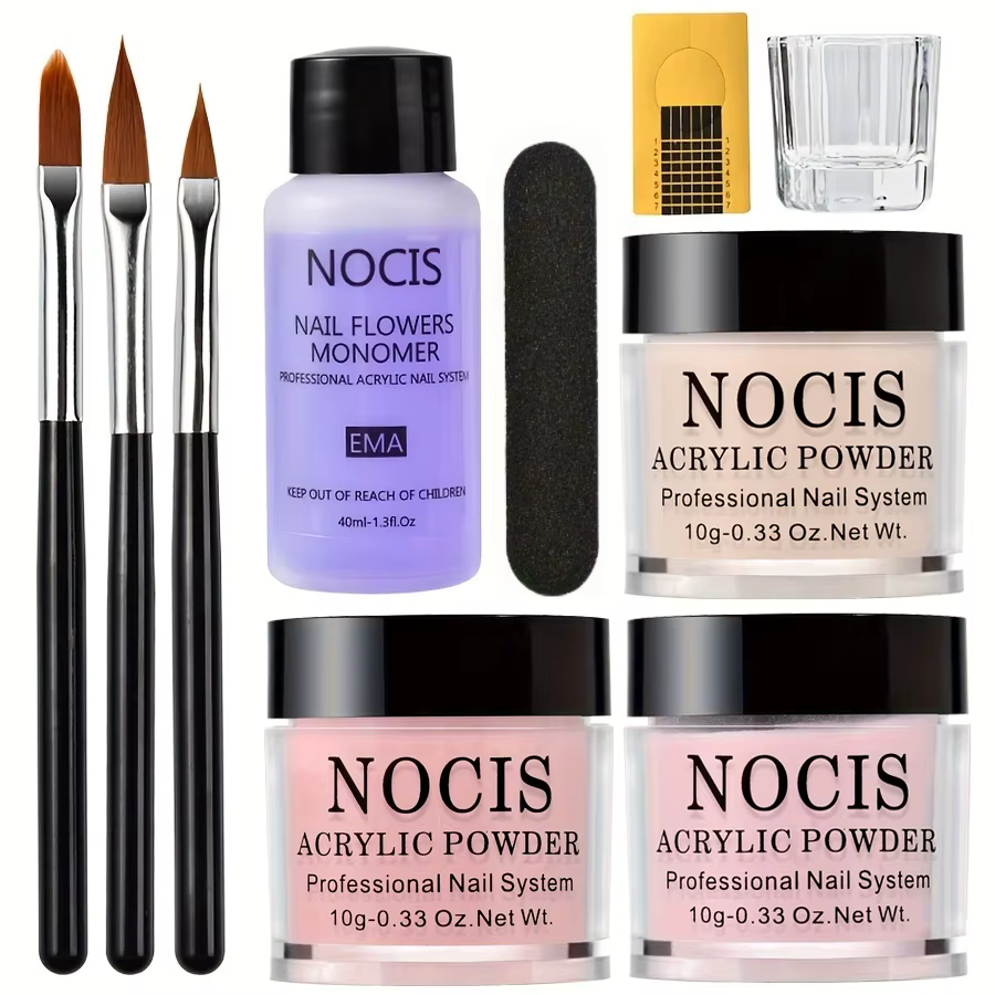 Poudre acrylique pour ongles et monomère liquide, décoration pour ongles, kit de manucure, paillette