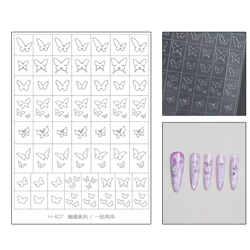 Pochoirs autocollants papillon ajourés pour Nail Art, 5 pièces, Design peint par pulvérisation, modè