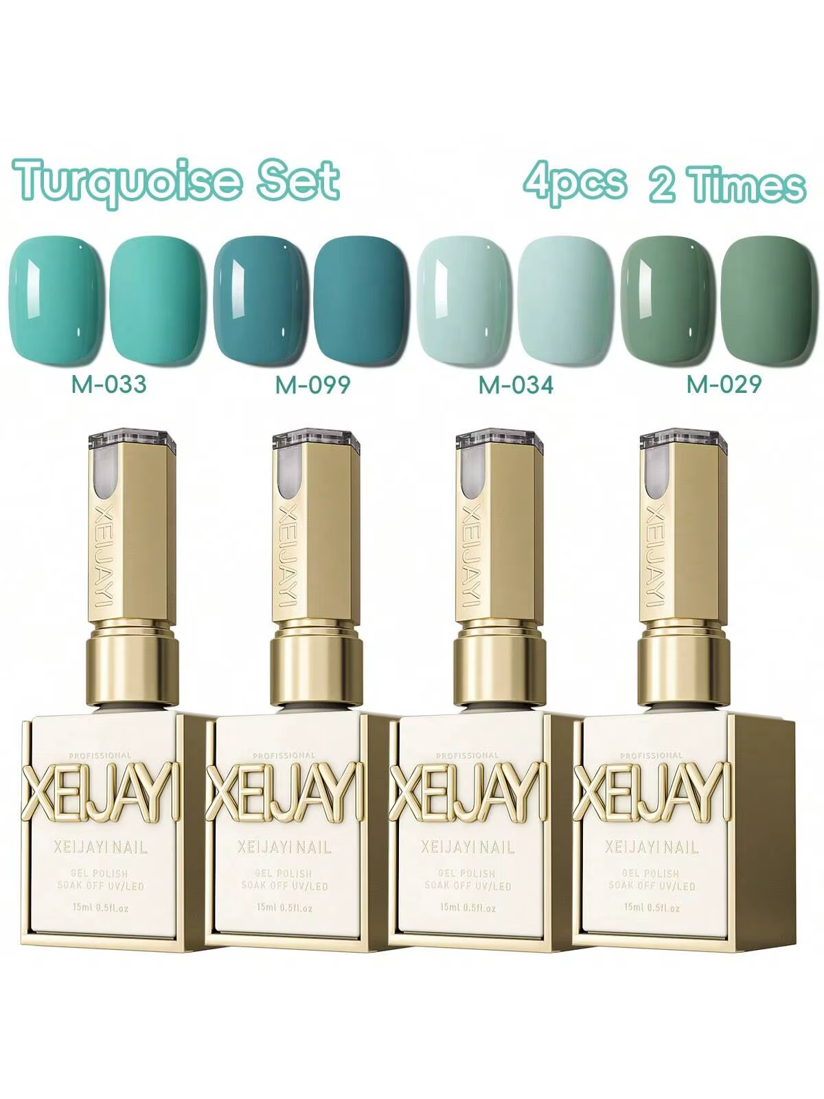 4 pièces 15ml Turquoise ensemble trempage UV LED Gel vernis à ongles, Semi-Permanent Nail Art, brico