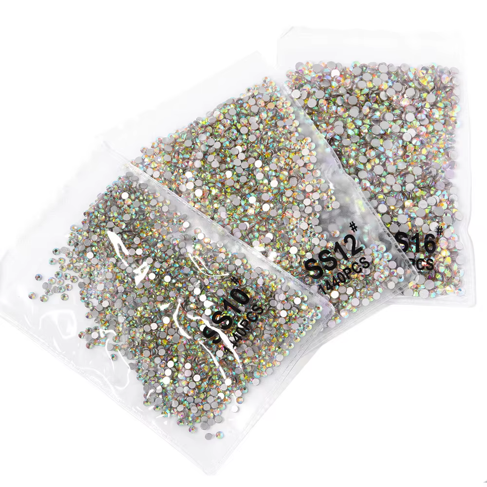 1440 pièces ongles FlatBack cristal Strass clair/AB verre Strass (SS3-SS20) 3D ongles pierres précie
