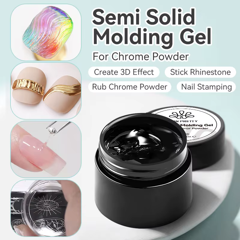 BORN PRETTY 5g Gel de modélisation semi-solide pour poudre chromée 3D Gel de sculpture Transparent p