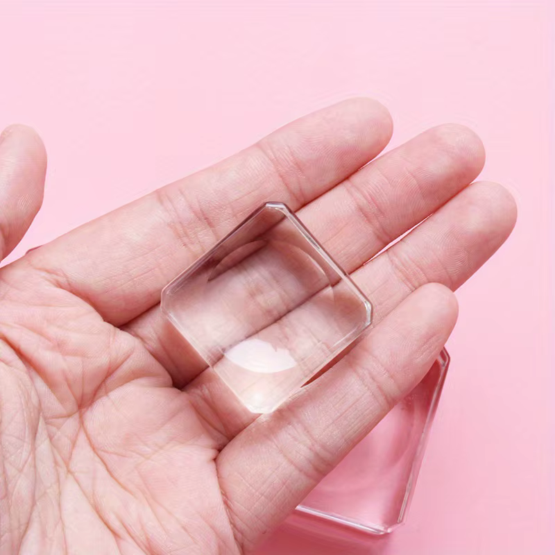 Joint carré en verre de cristal, support de faux cils, tampon de colle, 4 tailles, porte-colle, pale