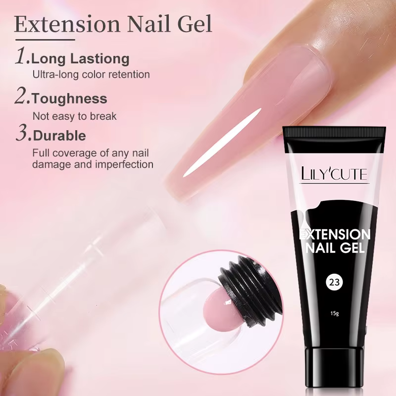 LILYCUTE 15ML Extension rapide Gel vernis à ongles nu lait blanc couleur doigt prolonger acrylique c