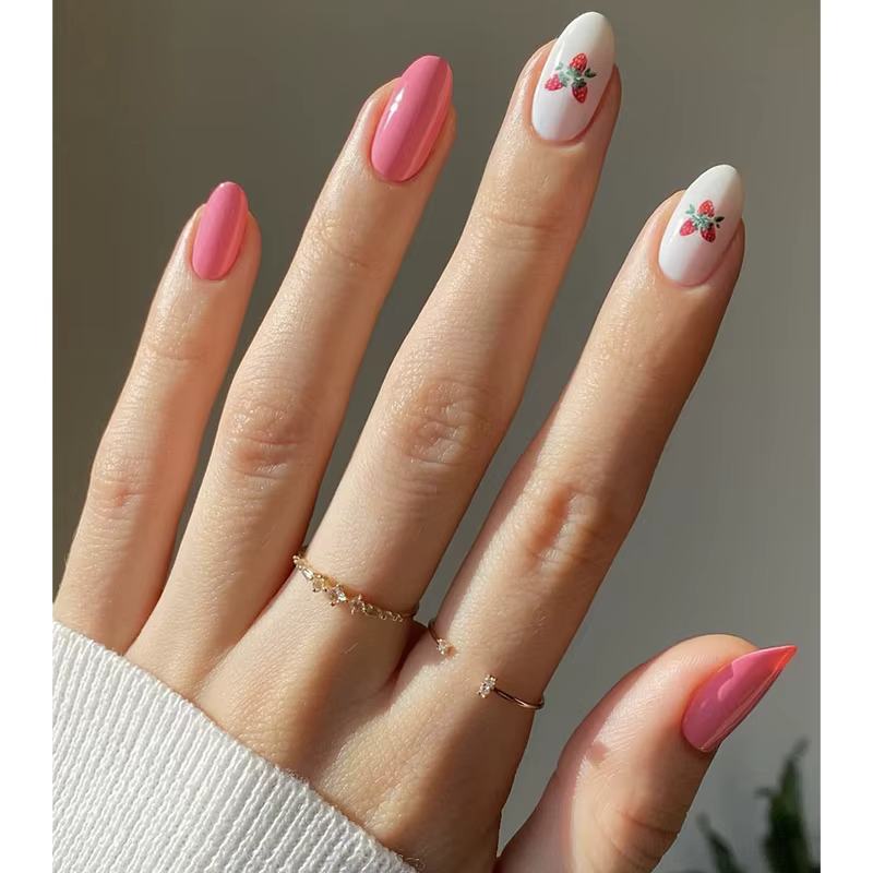 Faux ongles couleur chair unie, avec colle gelée, courts, à pression en amande, portables, ovales, c