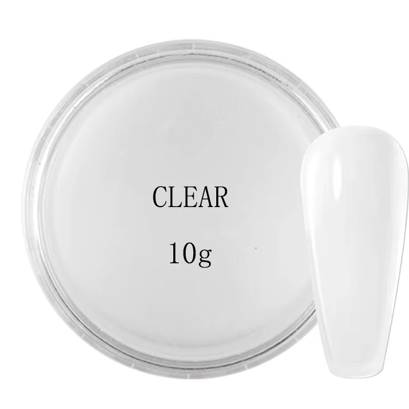 Poudre acrylique professionnelle rose/blanc/clair, 10 g/bouteille, poudre de cristal pour Extension