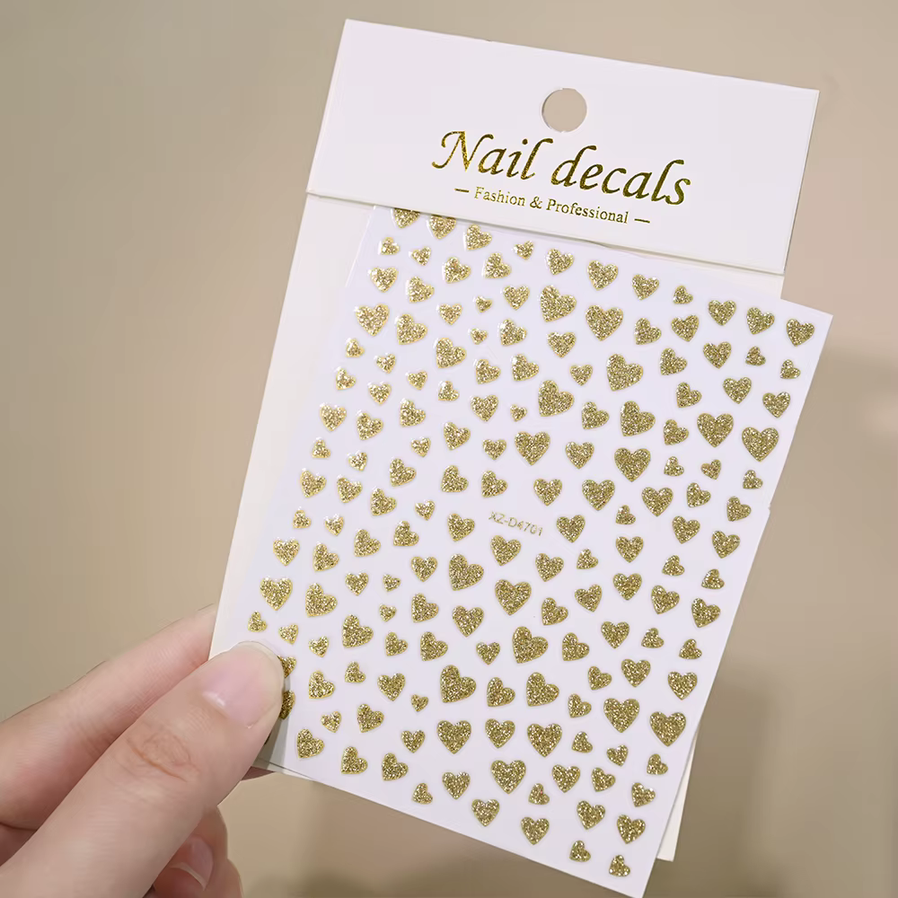 Autocollants pour ongles 5D à paillettes violettes pour la saint-valentin, tailles mixtes, décalcoma
