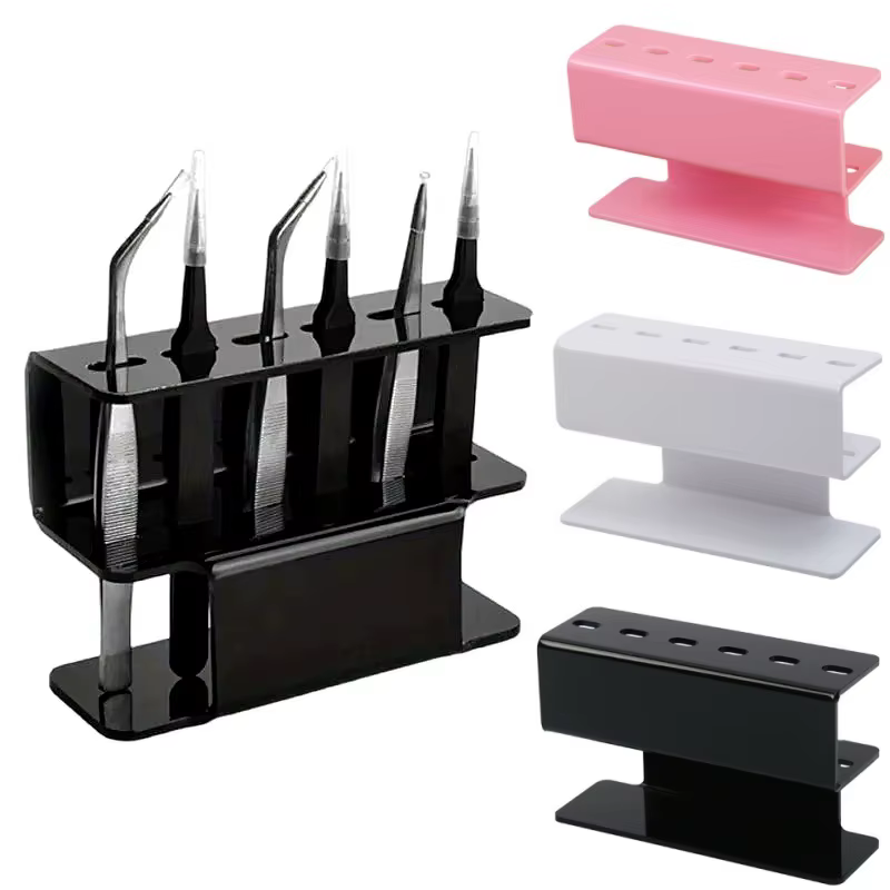 Support de rangement pour pincettes en acrylique à 6 trous, présentoir professionnel pour extensions