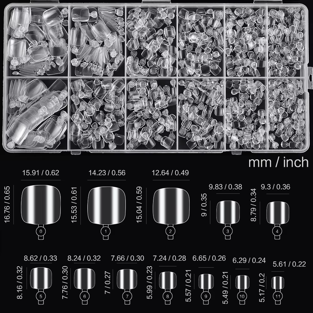 120/240/600 pièces pointes d'ongle en Gel souple clair faux ongles carrés courts artificiels couvert