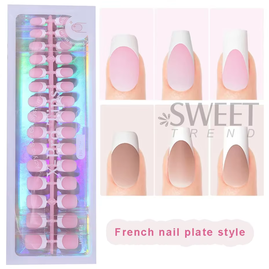 Faux ongles carrés courts, pointes en Gel doux, à pression, artificiels français y2k, fournitures po