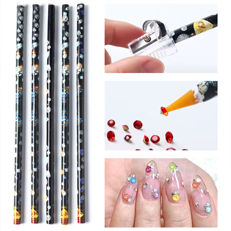 Crayon de cire auto-adhésif pour ongles, 10/5 pièces, stylo à points de diamant, résine pour Nail Ar
