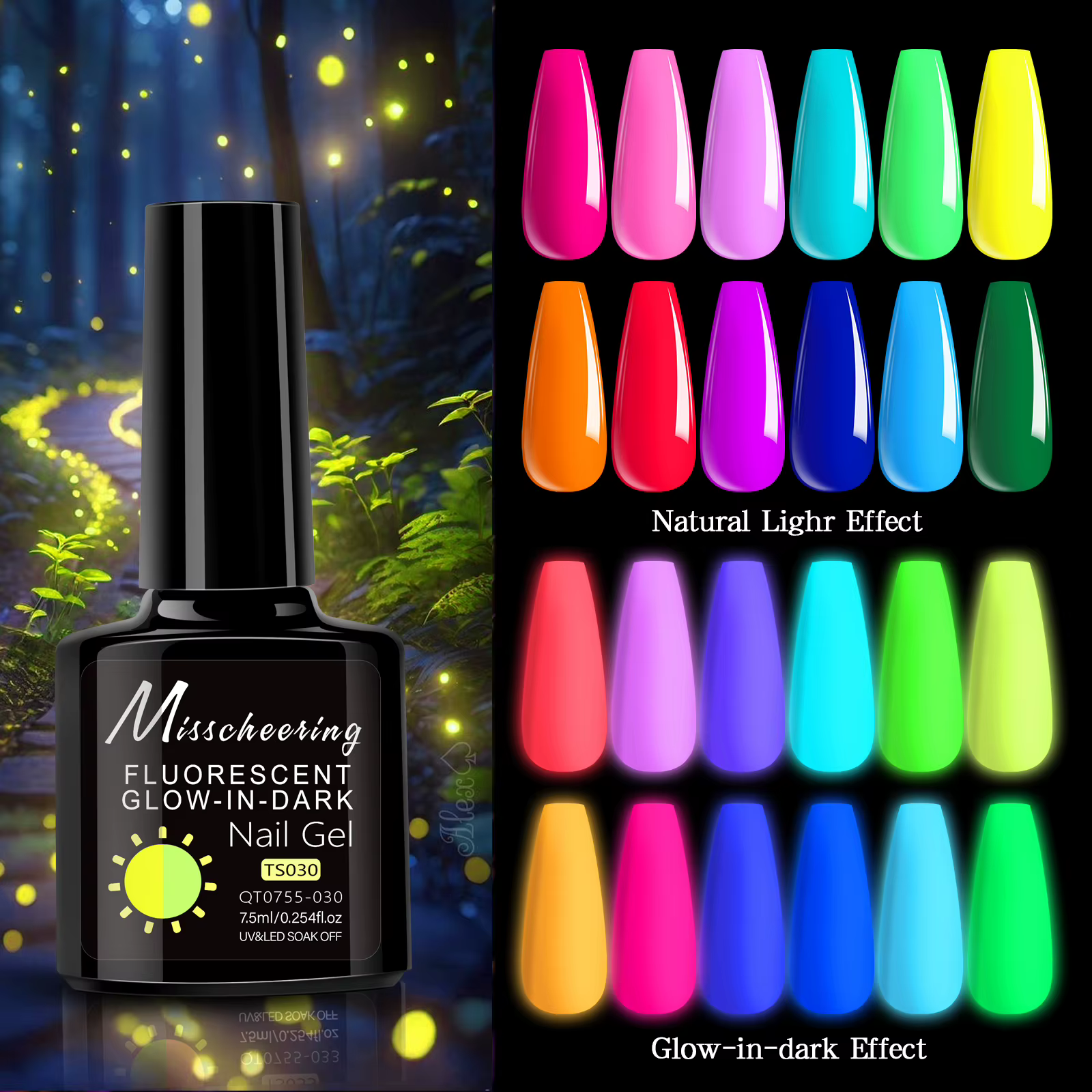 7.5ml Fluorescent lueur dans l'obscurité Gel Vernis à ongles été néon Semi Permanent tremper UV Gel