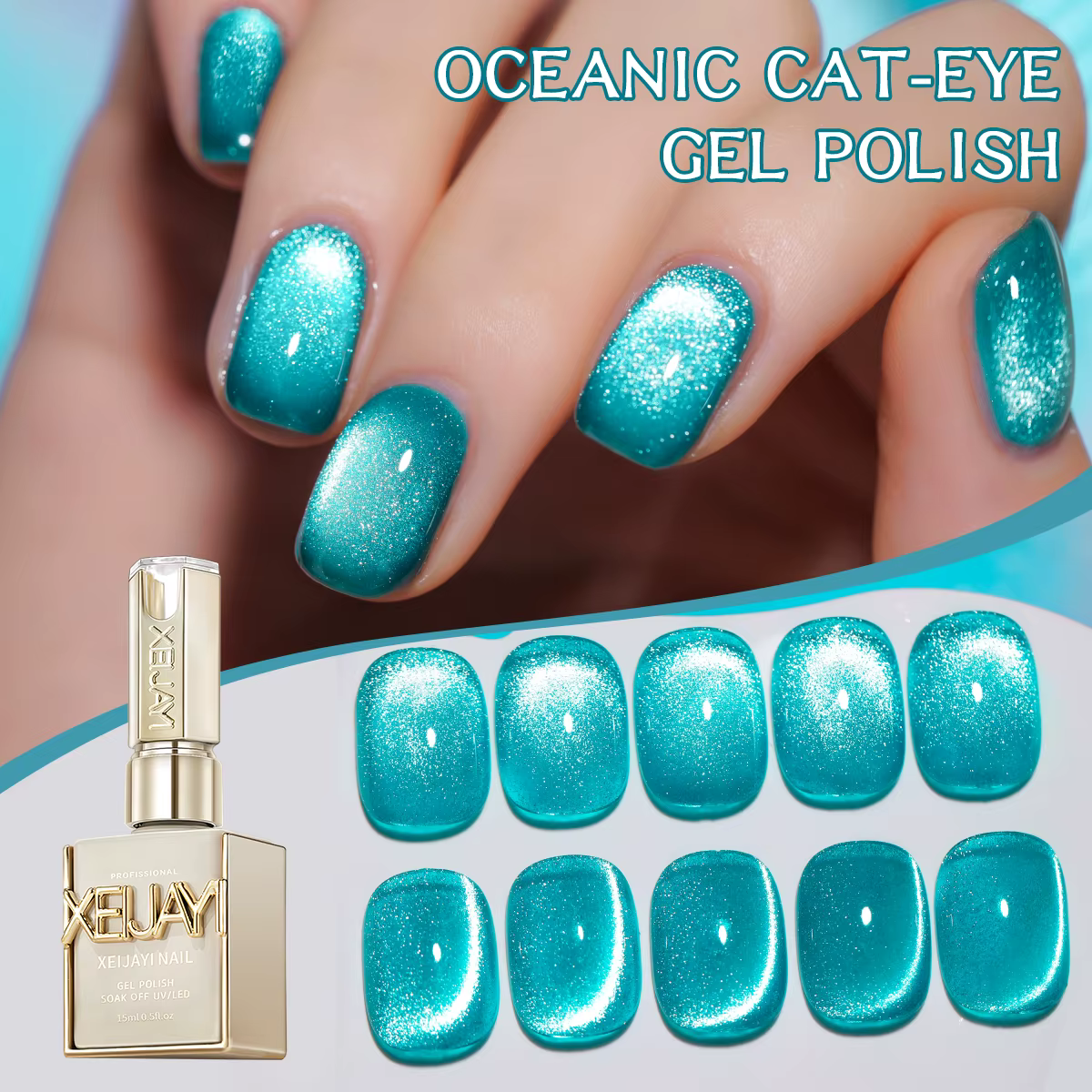 15ML arc-en-ciel oeil de chat vernis à ongles Gel photothérapeutique tremper les ongles Gel magnétiq