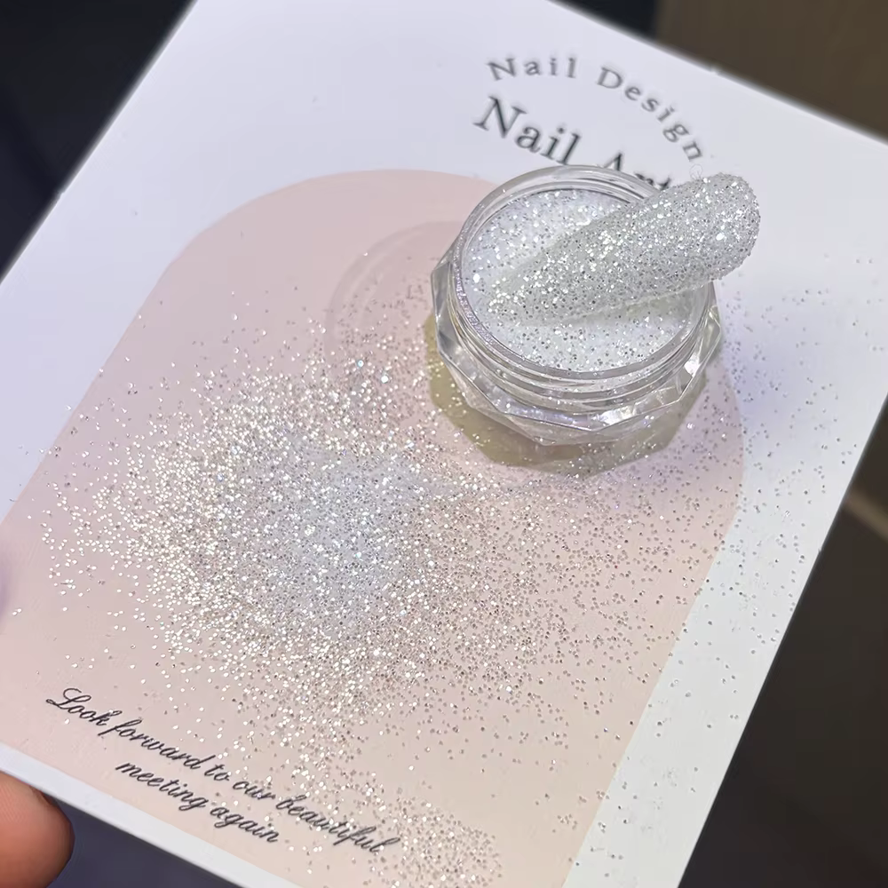 Poudre à paillettes pour ongles, 1 pot, cristal scintillant, diamant, argent, sucre réfléchissant au