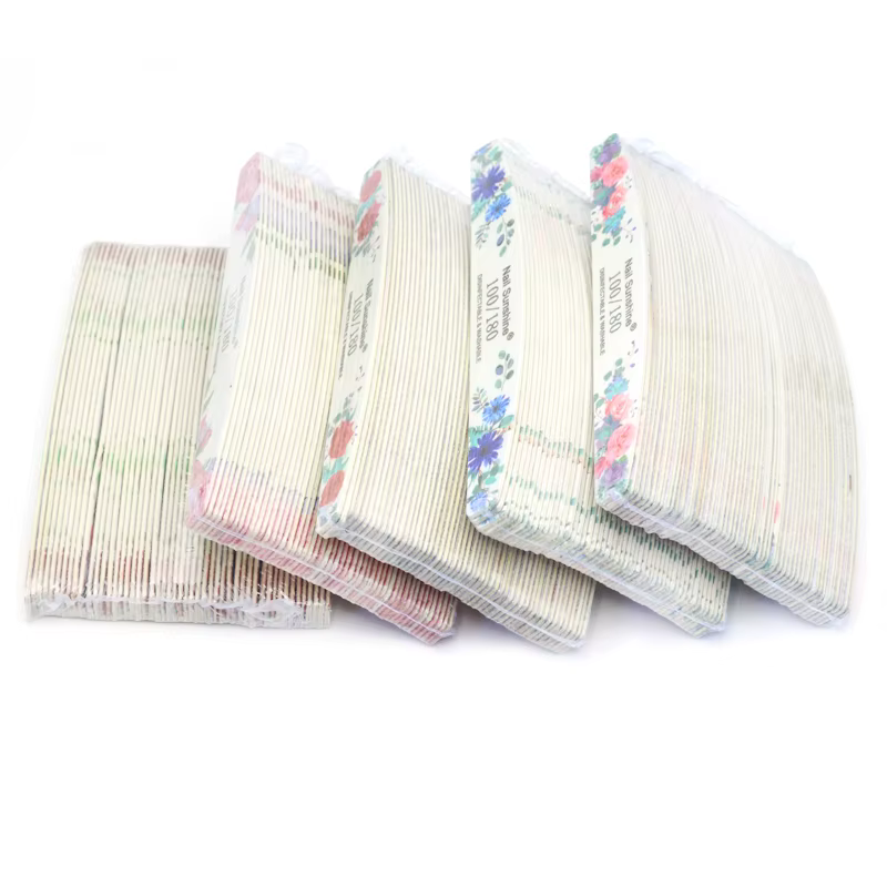 10 pièces Lot limes à ongles professionnelles 100/180 grain bois fort papier de verre émeri double f