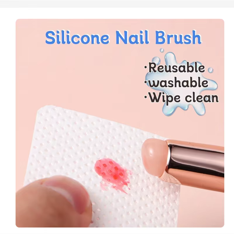 Pinceau en silicone pour nail art, réutilisable, pour l'application de poudre miroir et de pigments,