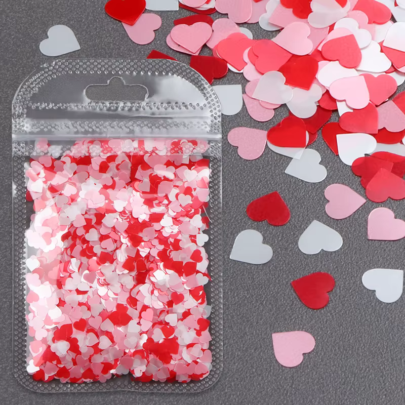 1 paquet saint valentin rose rouge Nail Art paillettes paillettes coeur papillon fleur forme ongles 