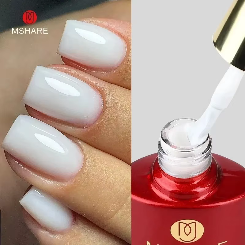 MSHARE lait blanc laiteux Base Gel vernis Camouflage couleur caoutchouc Base ongles couche de base 1
