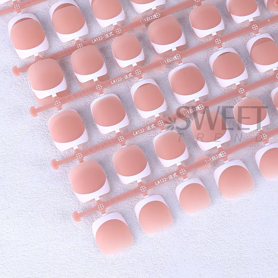 160 pièces faux ongles des orteils rose français court carré couverture complète naturel artificiel