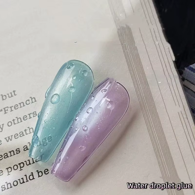 ㉫ Nouveau Gel Nail Art 3D Haute Transparence Effet Goutte d'Eau, Top Coat Gel Vernis à Ongles Transp