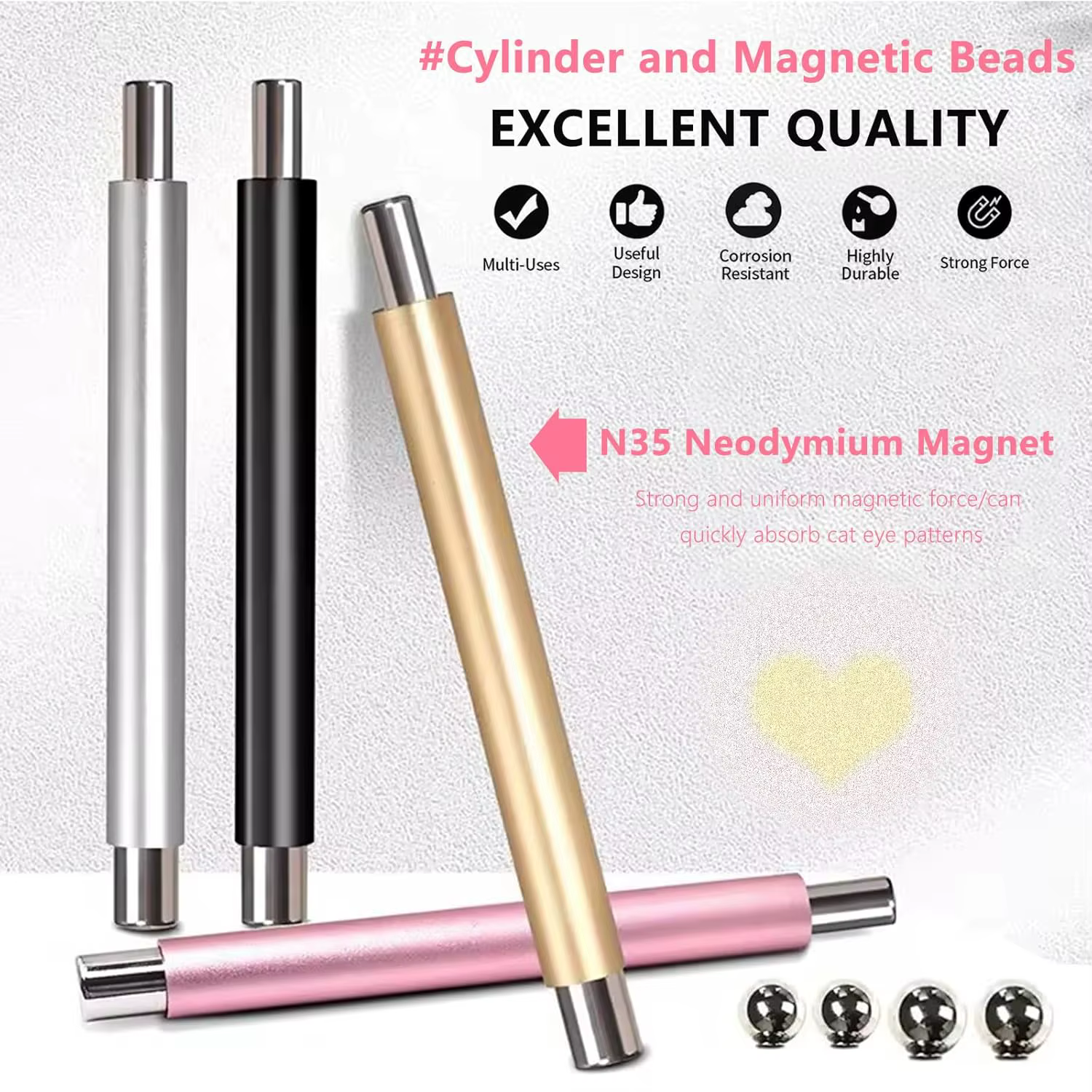 Boule magnétique œil de chat avec bâton magnétique pour ongles, ensemble d'outils, stylo magnétique