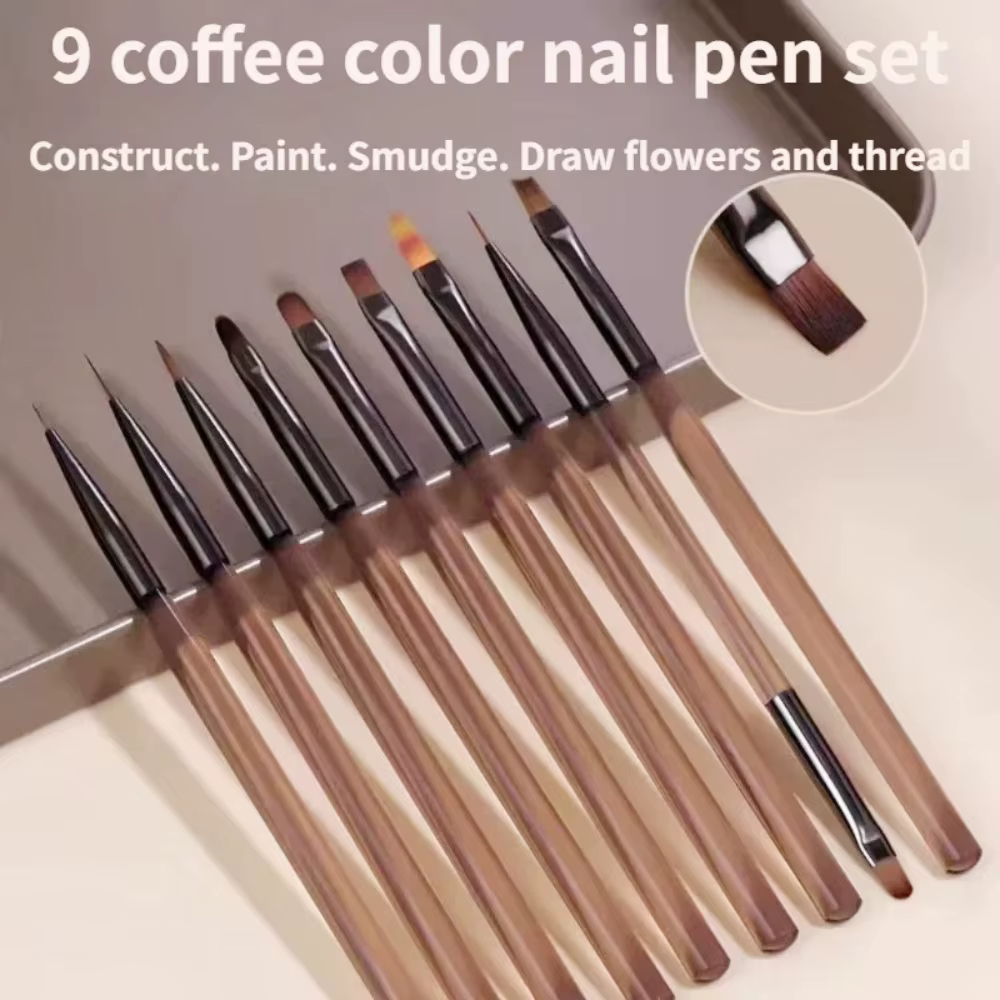9 pièces brosse à ongles pour Nail Art Design ongles pointe affichage outil de peinture Gel UV peint