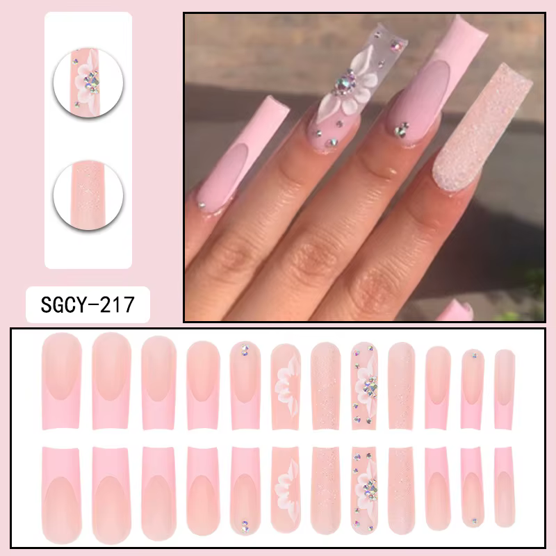 24 longs cercueil en gros faux ongles art, dernière presse à ongles artificiels au doigt sur les ong