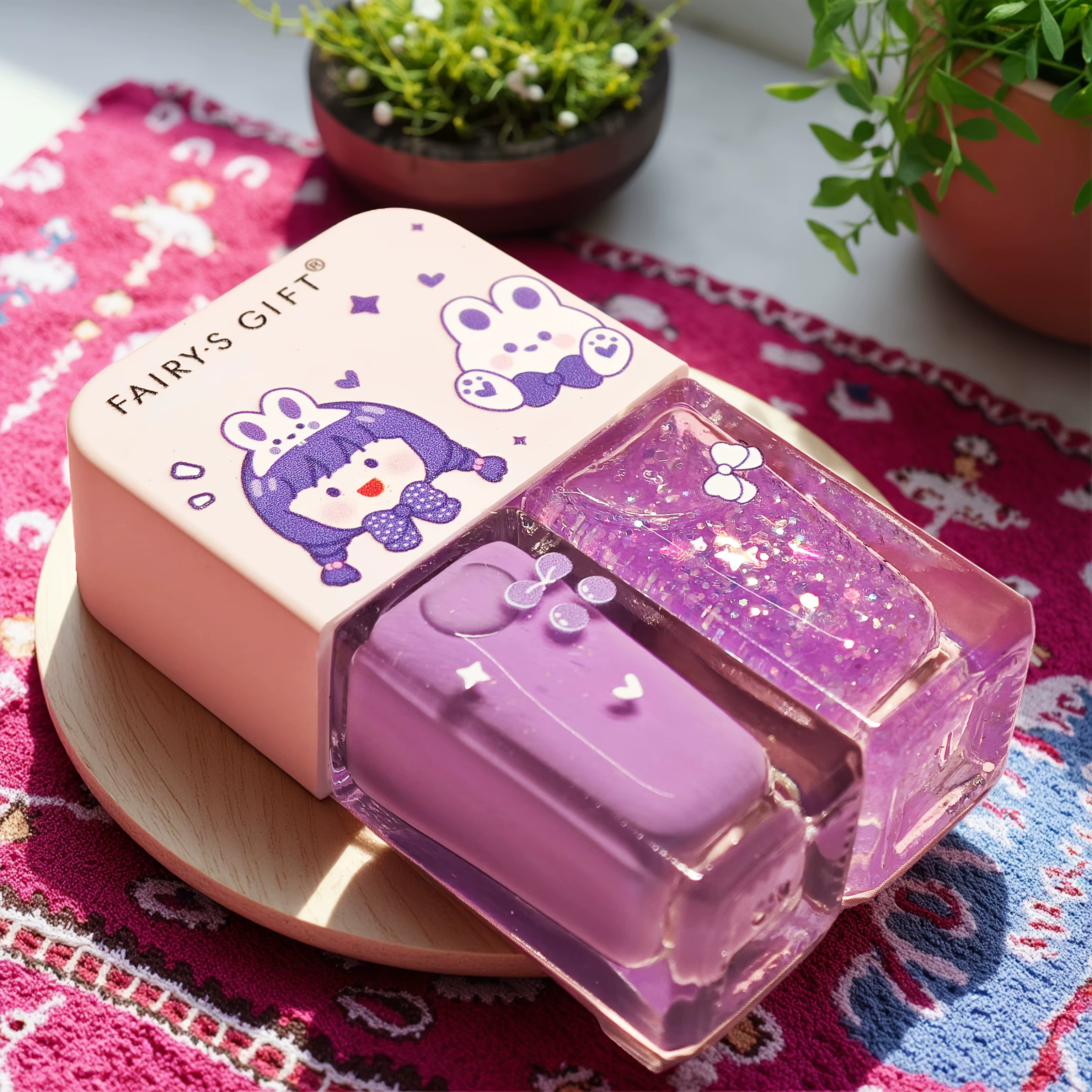 S04 violet fille cadeau de fée ensemble de 2 bouteilles vernis à ongles sans cuisson séchage rapide