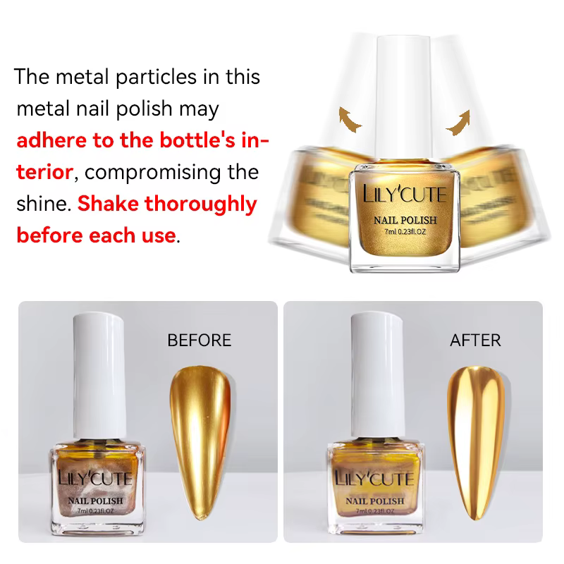 LILYCUTE 7ml miroir métallique Vernis à ongles pas besoin de lampe UV LED fournitures pour ongles Ve