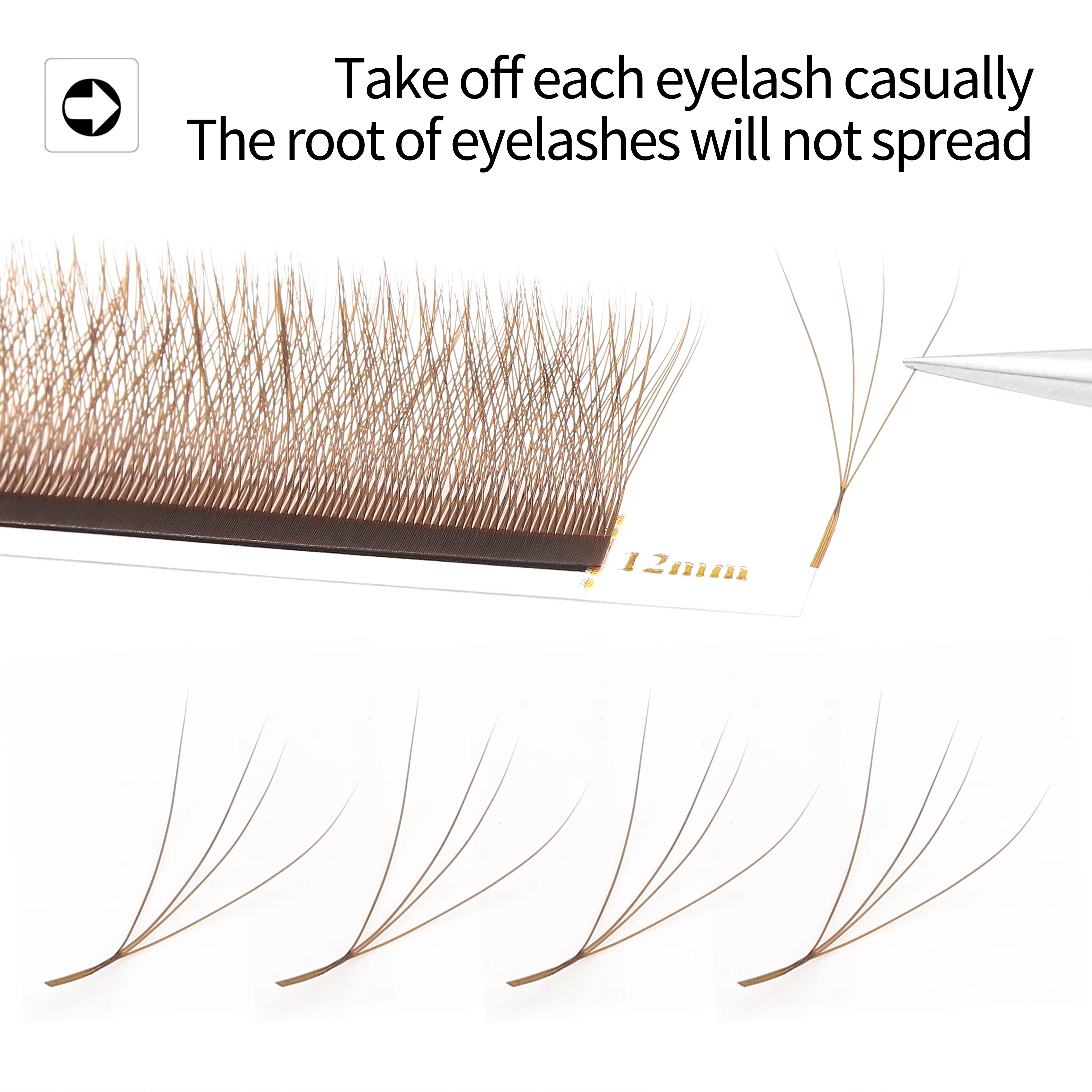 XIUSUZAKI brun 4D Extensions de cils en forme de W cils individuels de haute qualité floraison autom