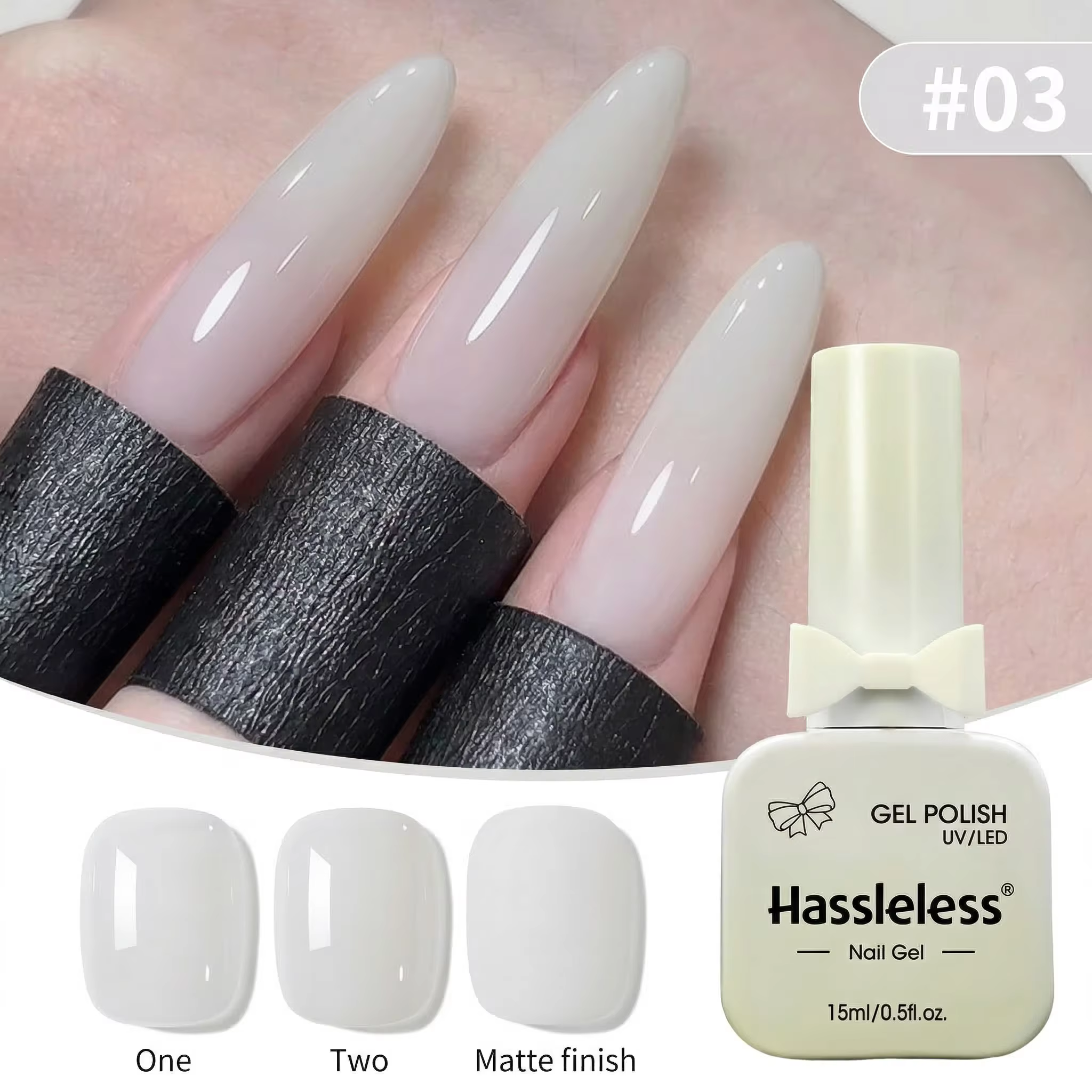 Un flacon de 15 ml de vernis à ongles gel transparent, blanc laiteux, longue tenue, semi-permanent, 