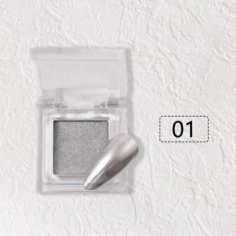 Poudre de miroir magique solide pour ongles, crochet métallique, bord ondulé, ornement d'ongles en p