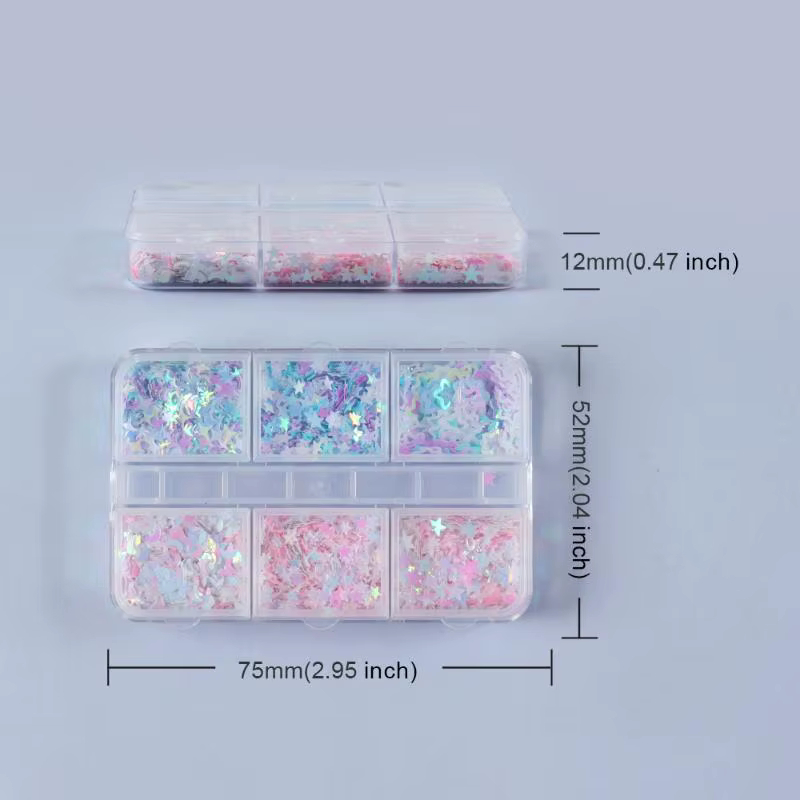 Accessoires pour ongles scintillants étoiles et lunes irisées, fournitures de nail art sirène à pail