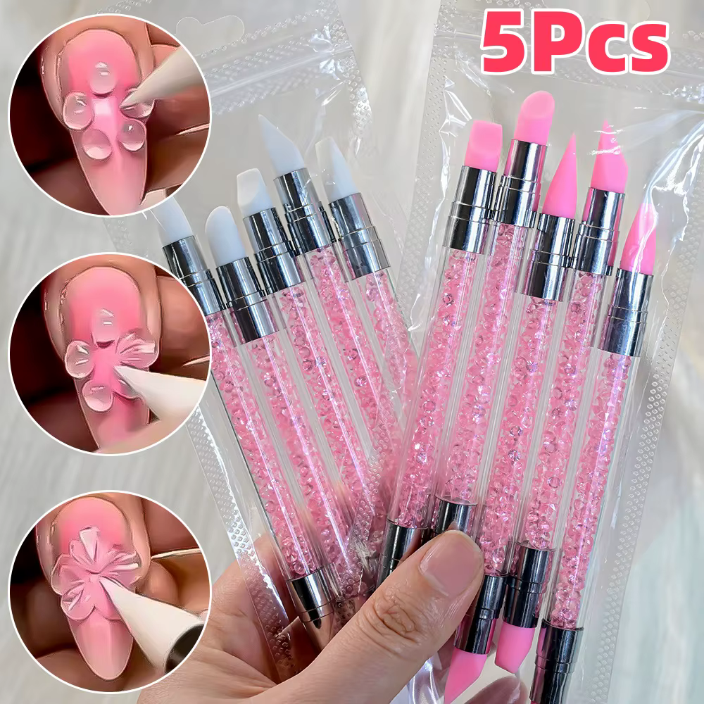 Stylo à points en Silicone pour Nail Art, Double tête, perceuse, strass, sélecteur de pierres précie