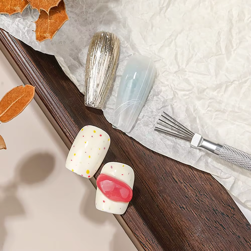 Liner à ongles à 7 broches, outils d'art des ongles, lignes à rayures en acier inoxydable, stylos po