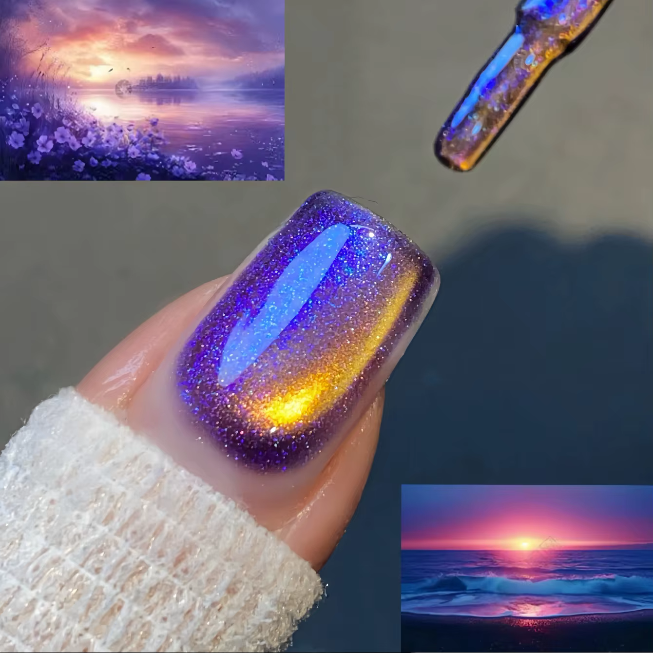 MlANEL 10ml Vernis à ongles gel effet œil de chat avec perles de verre scintillantes, pour nail art