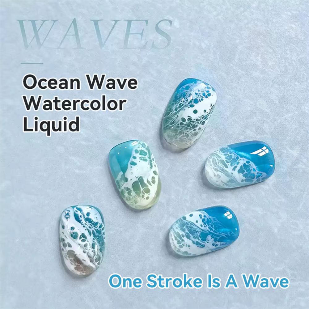 Vernis à ongles gel 10ml Blanc Effet Vague Océanique, Gel à ongles blanc effet aquarelle liquide pou