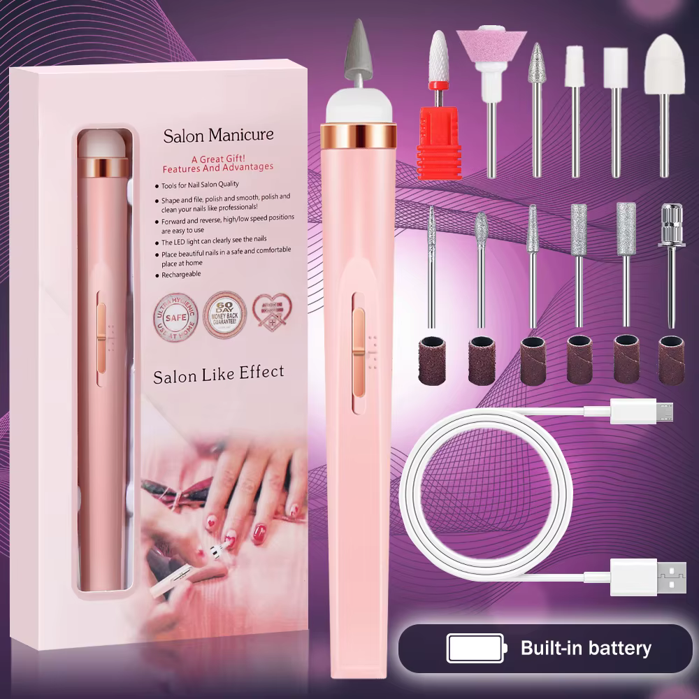 YIKOOLIN 5 en 1 perceuse à vernis à ongles électrique Charge USB ensemble de manucure Portable Exfol