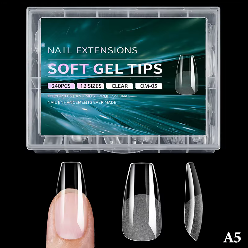Faux ongles de luxe en Gel doux, Capsules semi-mates, cercueil français d'amande, couverture complèt