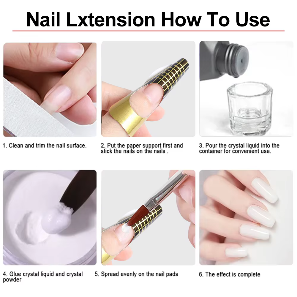 Kit d'ongles en poudre acrylique monomère, liquide acrylique pour Extension d'ongles, ensemble de ma