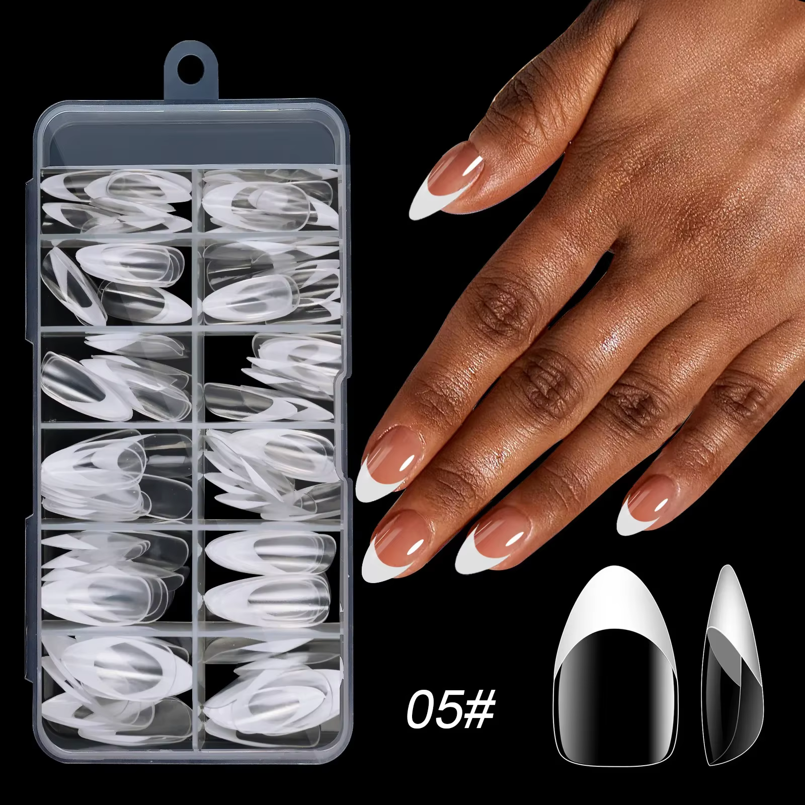 120 pièces/boîte acrylique français faux ongles multicolore carré amande ongles conseils couverture