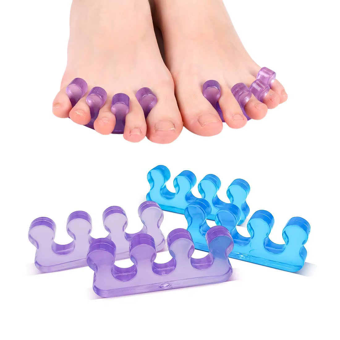 Séparateur de doigts et d'orteils en Silicone souple, 2 pièces (1 paire), 5 couleurs, entretoises fl