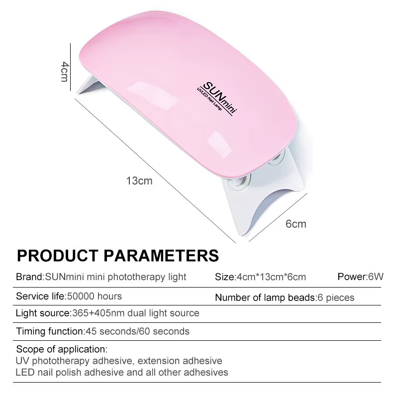 Mini Sèche-Ongles Portable 6W, Lampe de Manucure UV à Usage Domestique, pour le vaccage du Verhérita