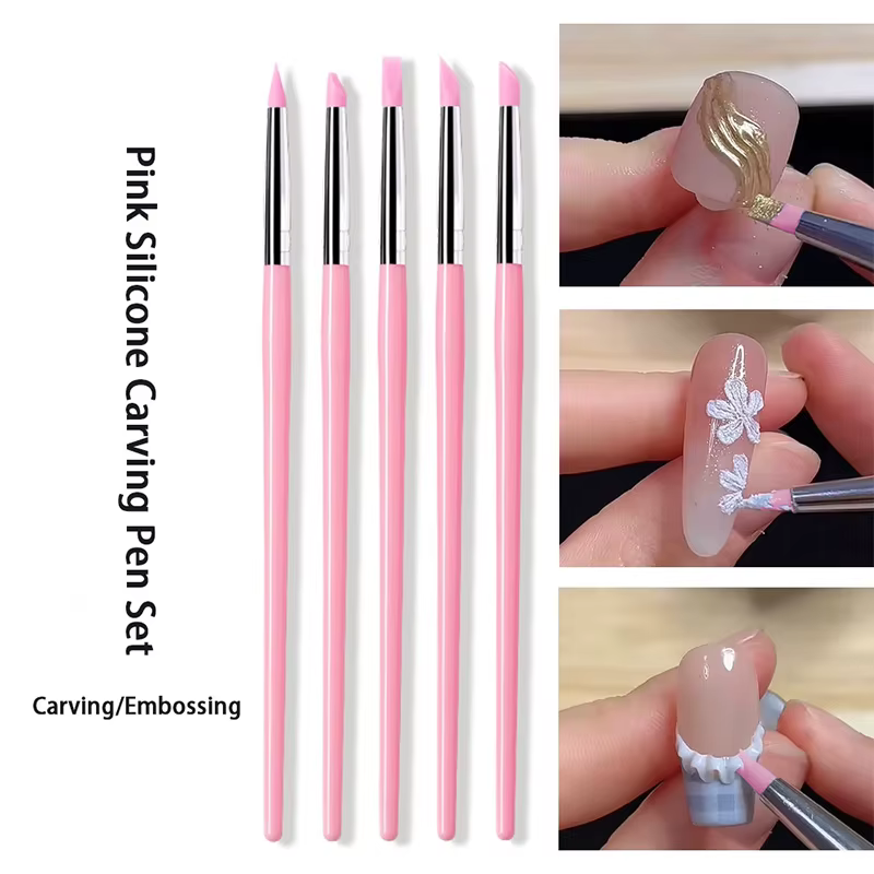 Brosse à ongles en Silicone, pointe de vernis Gel UV, Image 3D, bricolage, pointes, stylo, outils de