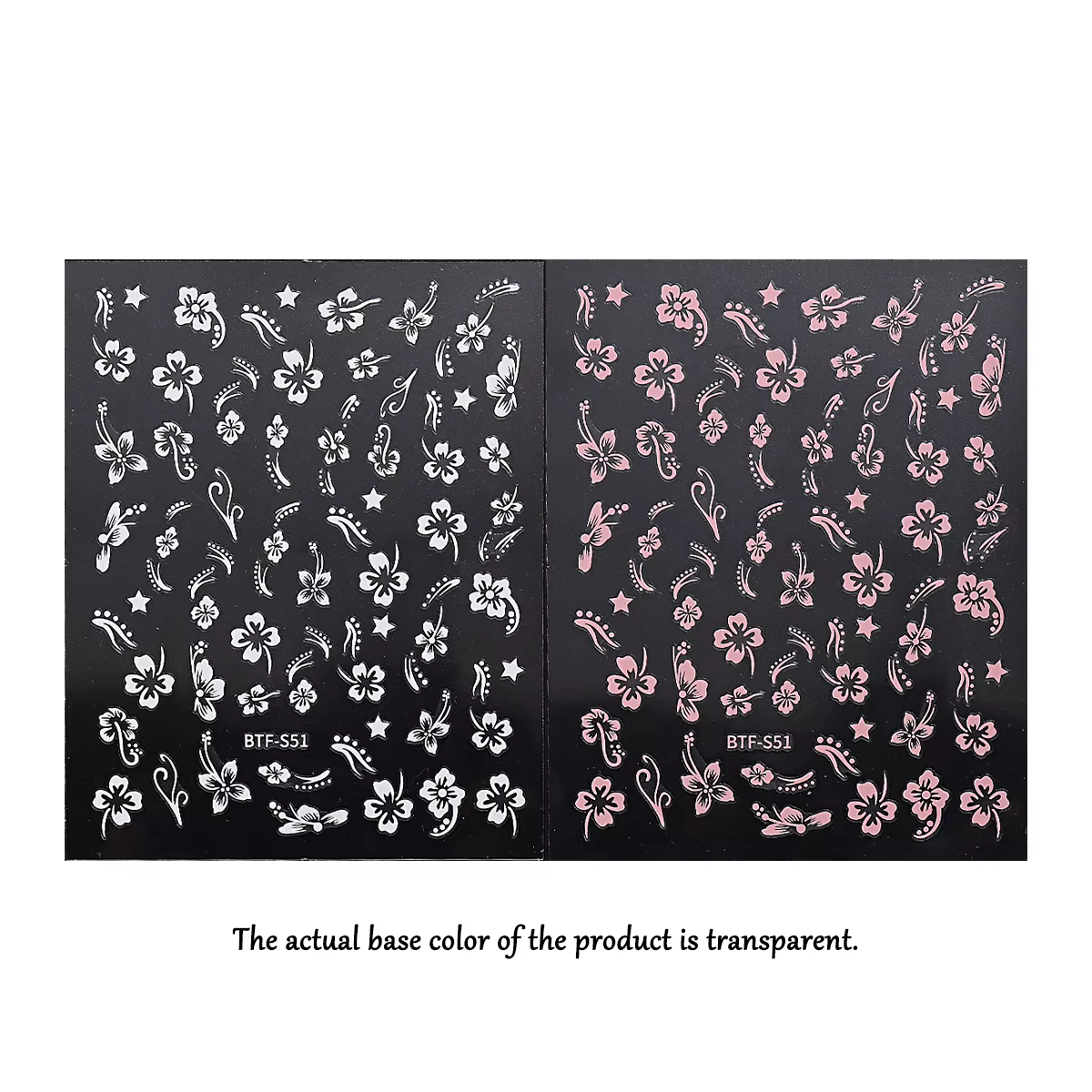 Autocollant pour ongles motif fleur d'hibiscus rose et blanc, design ligne courbe, décoration manucu