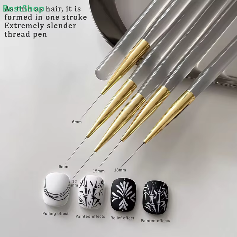 ♥ ♥ ♥ 5 pinceaux fins pour nail art – Kit de peinture de fleurs et de dessin au trait en acrylique